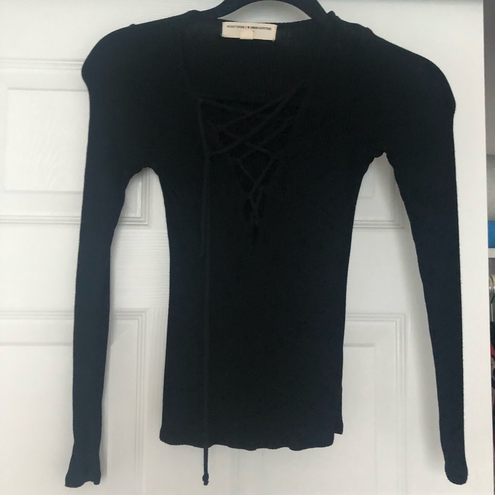 Urban Outfitters Black Lace Up Long Sleeve